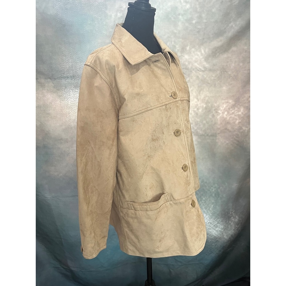 Vintage St Johns Bay Womens Tan Suede Button Front Jacket Medium - Picture 4 of 8